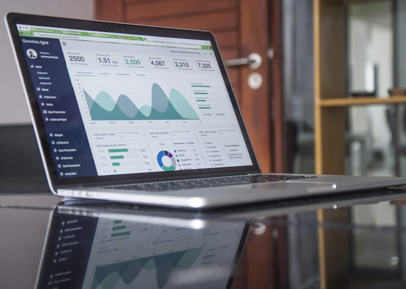 Geschäftssoftware mit Auswertungen am Bildschirm